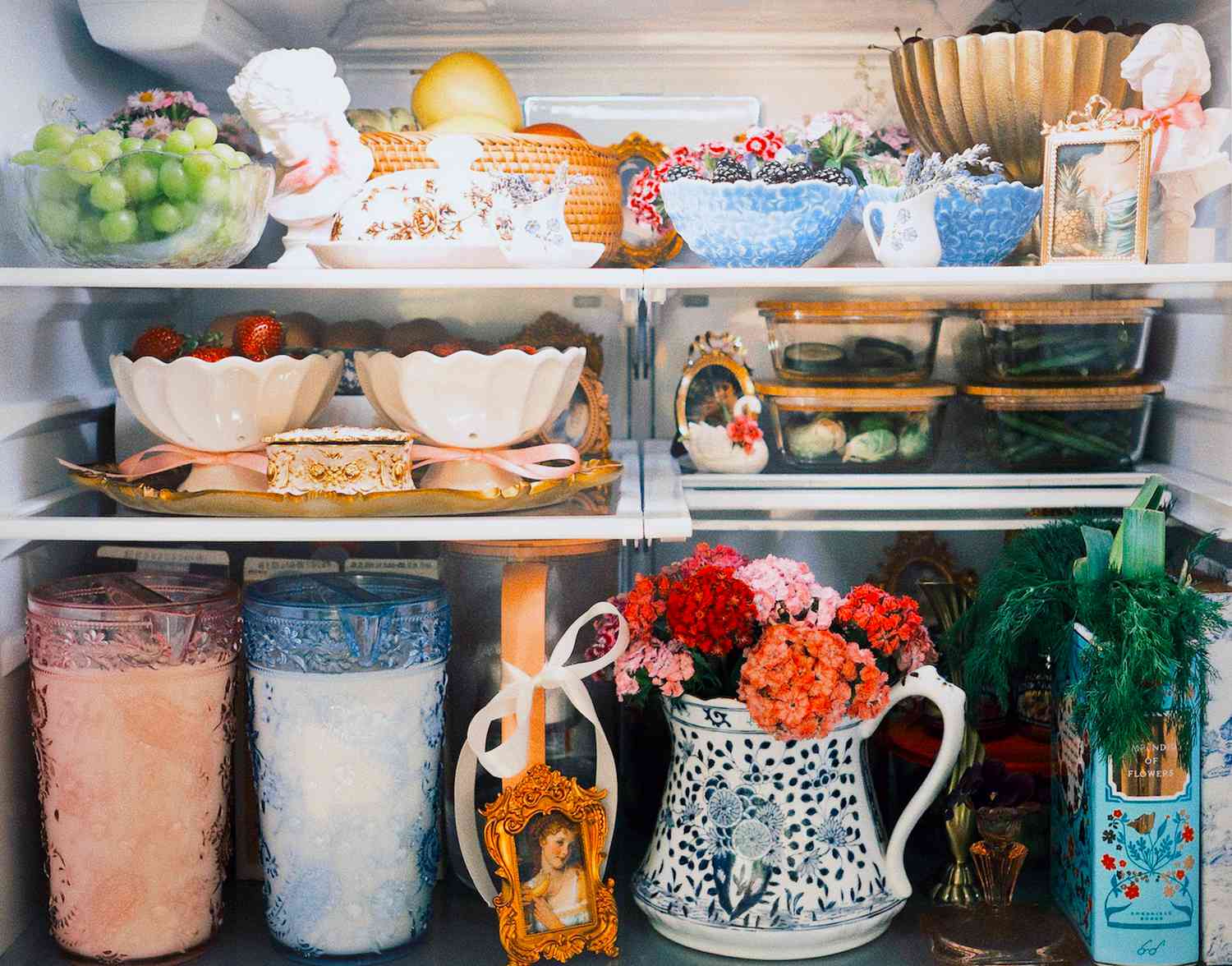refrigerator interior with decorations
