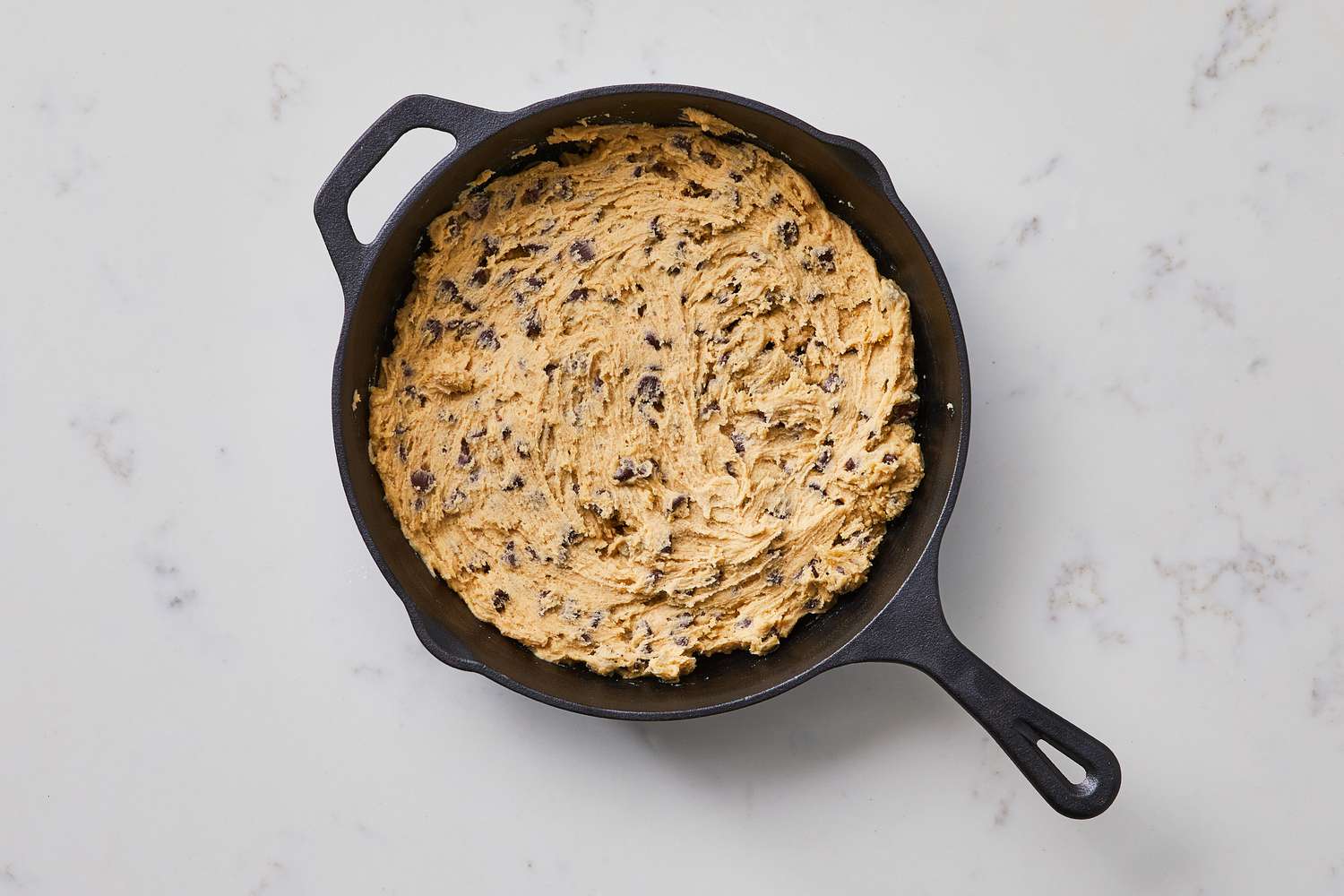 Transfer to skillet to cook Chocolate Chip Skillet Cookie