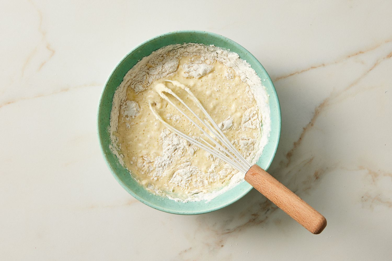 Dry and wet ingredients for silver dollar pancakes