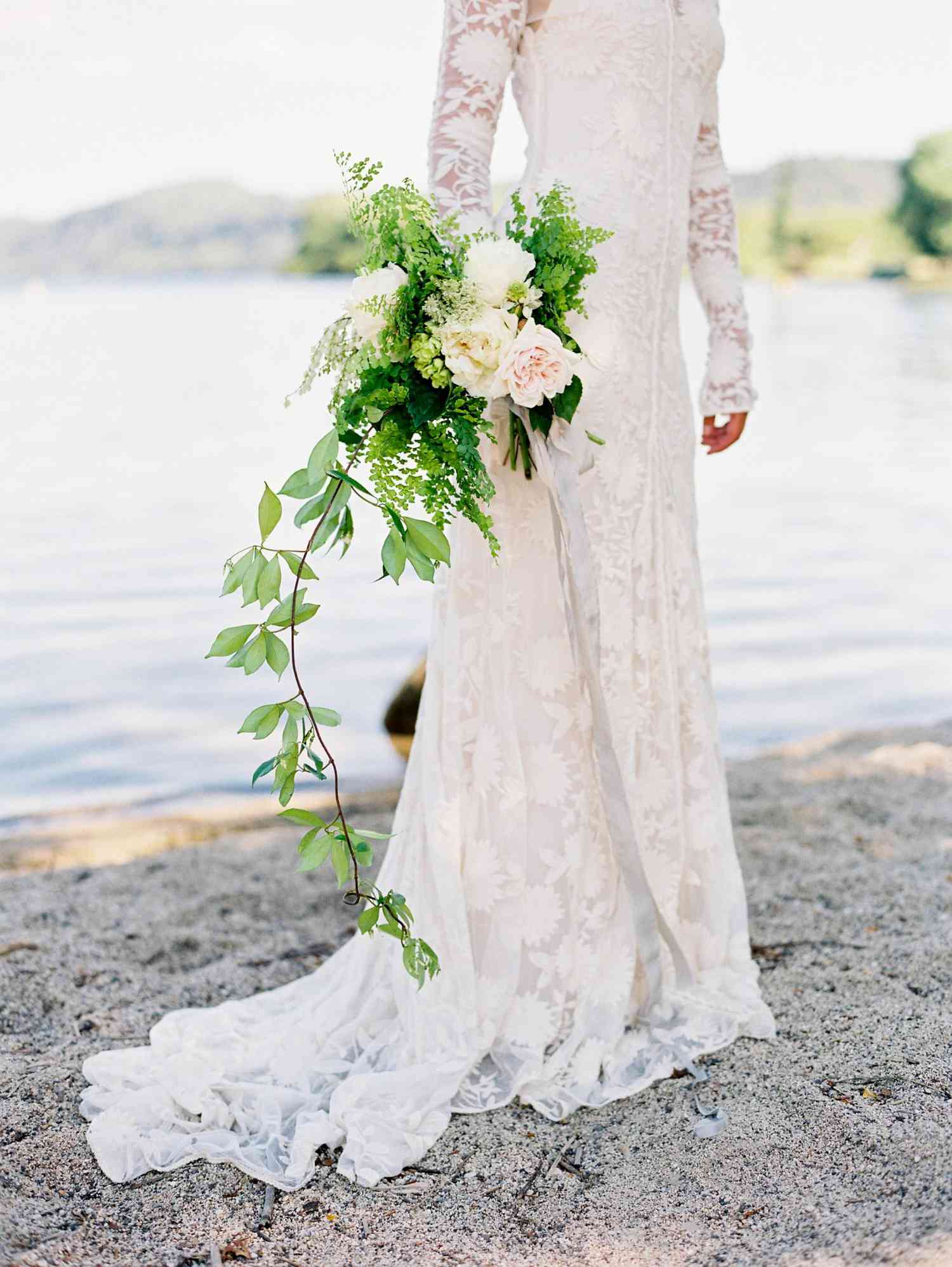 Trailing Fern Wedding Bouquet with Garden Roses