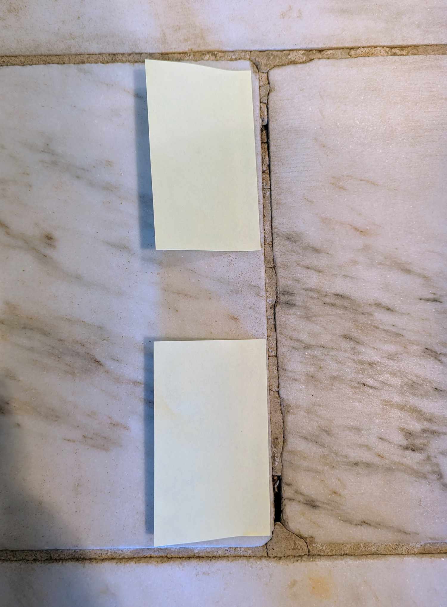 Sticky notes on marble floors