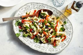 Eggplant and roasted pepper pasta