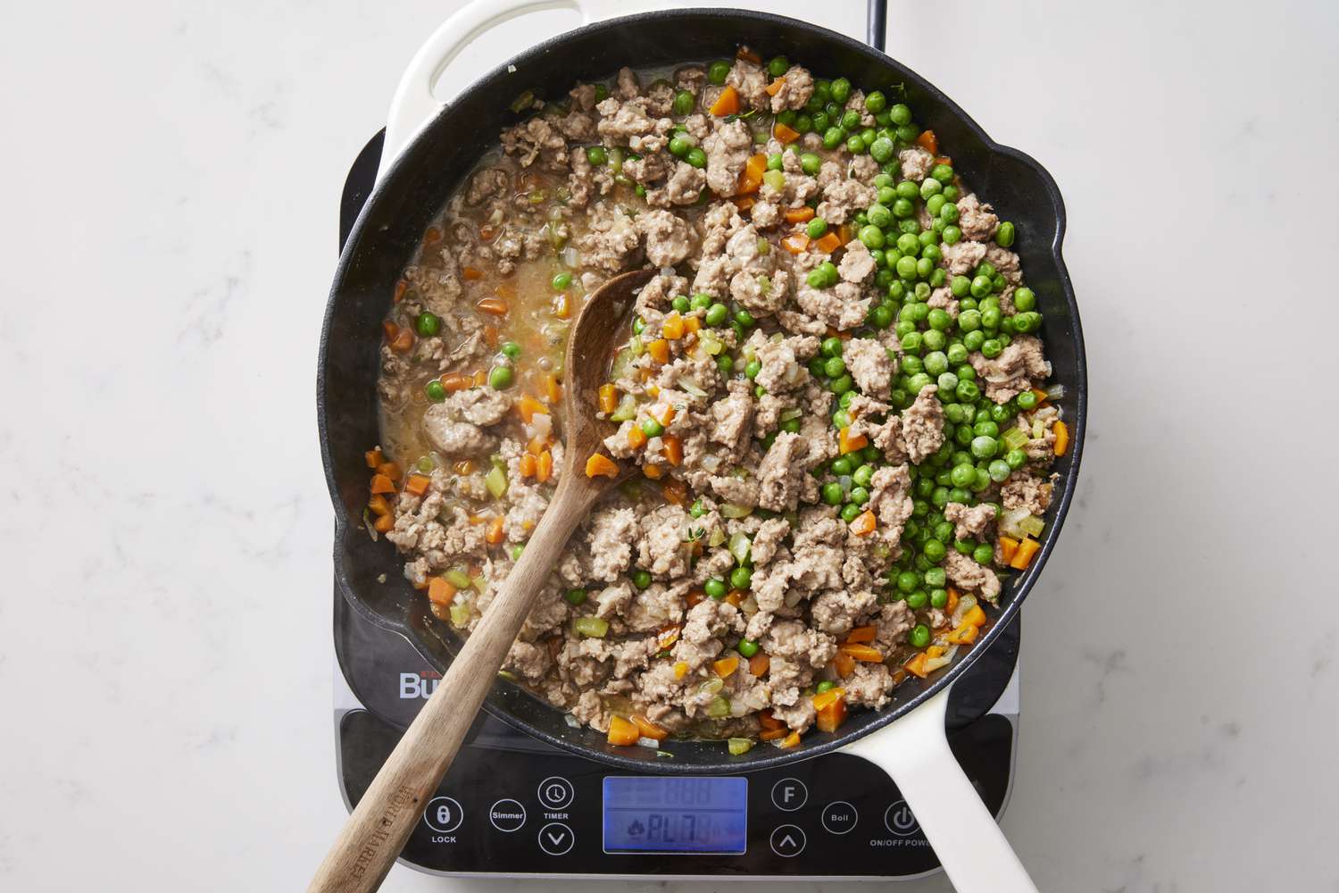 Turkey and vegetables in skillet