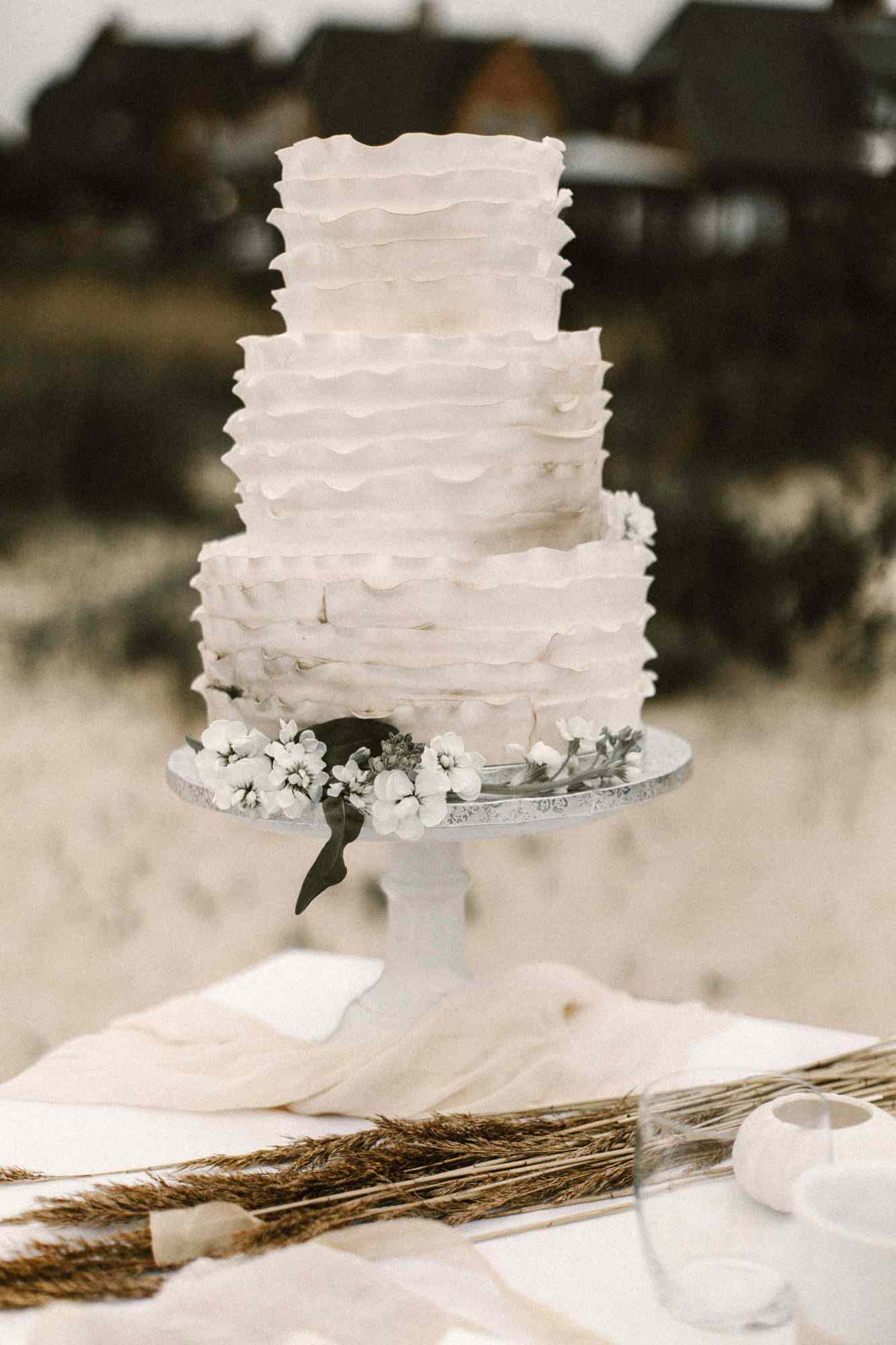 white wedding cake
