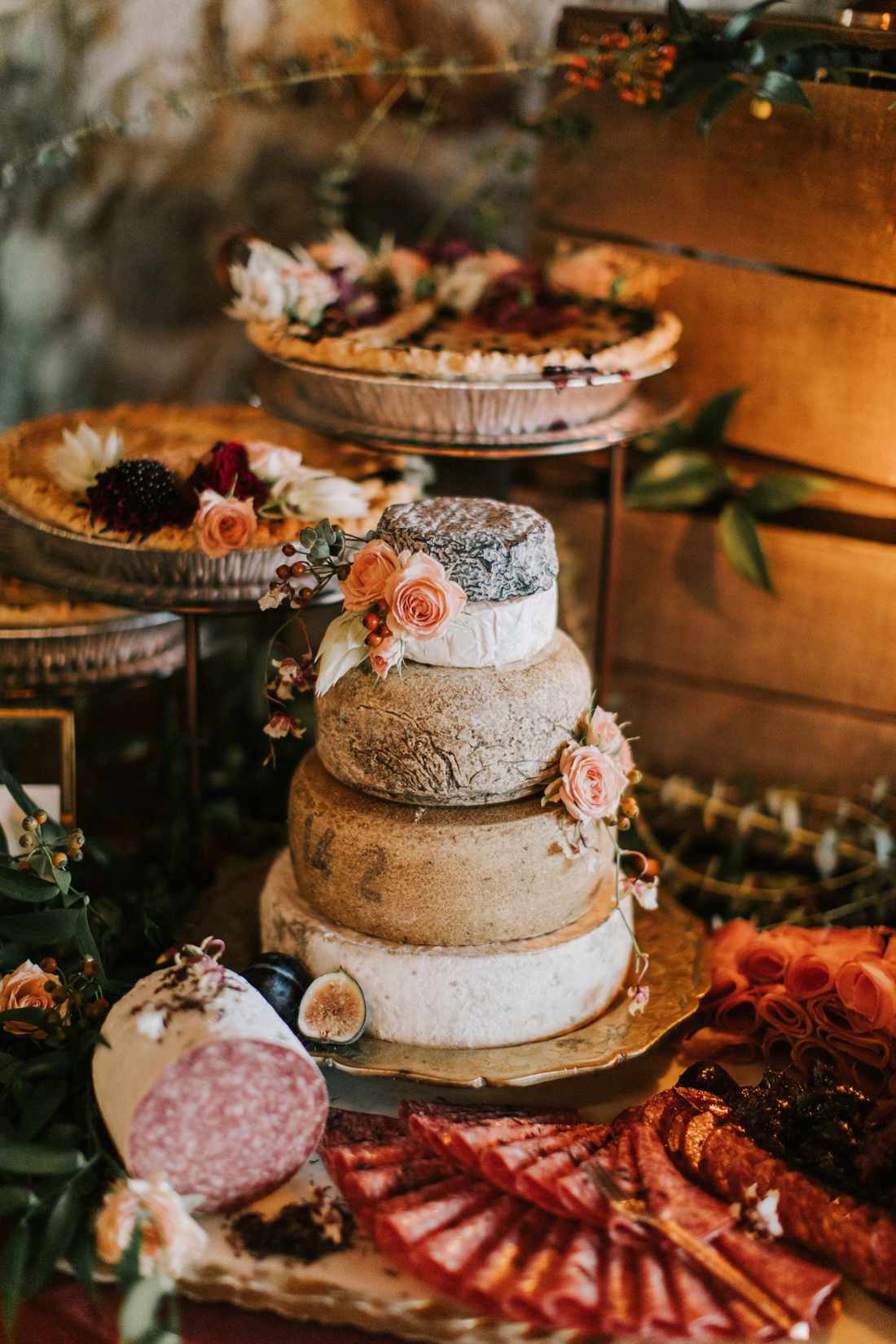 tower of cheese wheels stacked