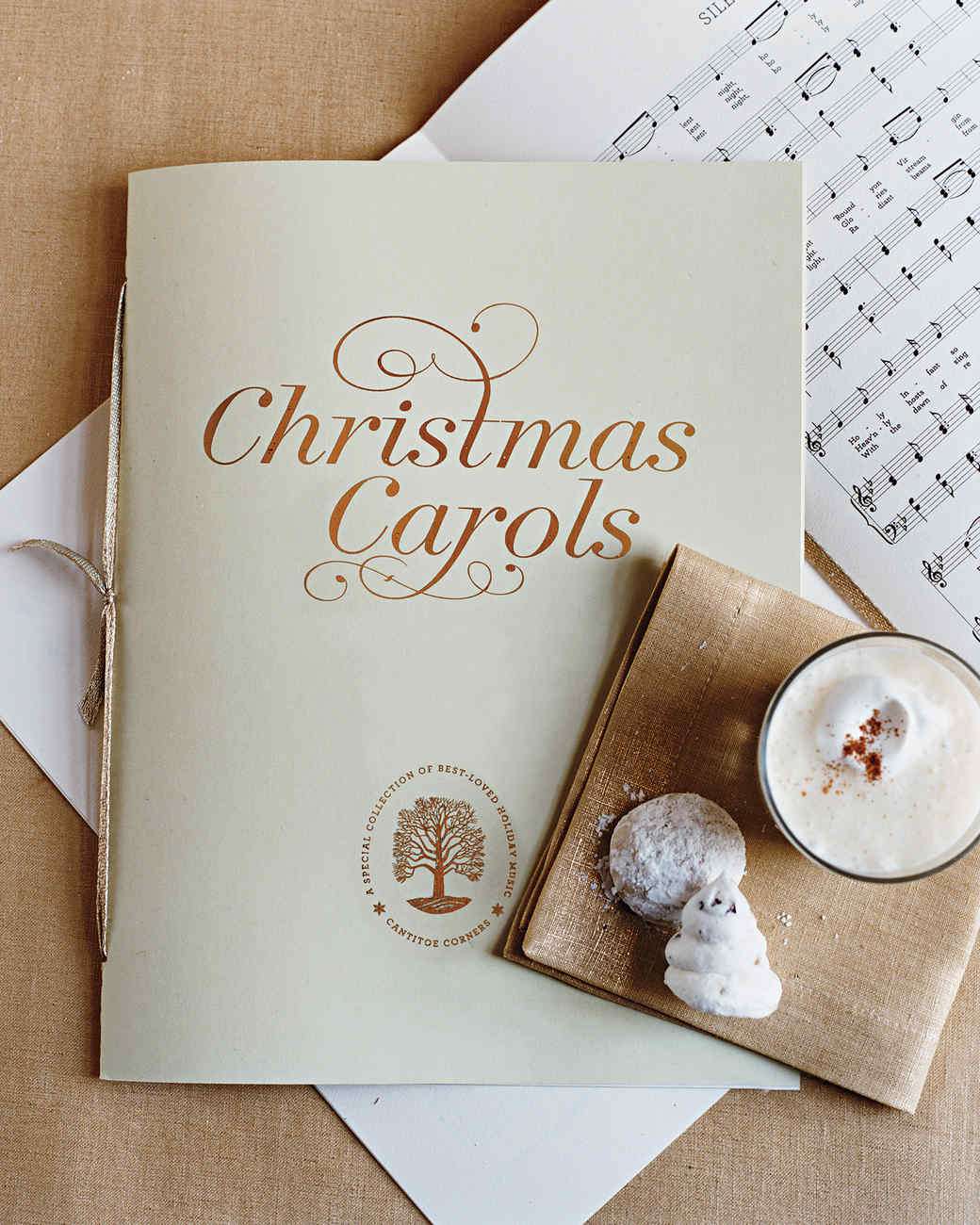 a songbook from Martha's Christmas caroling party