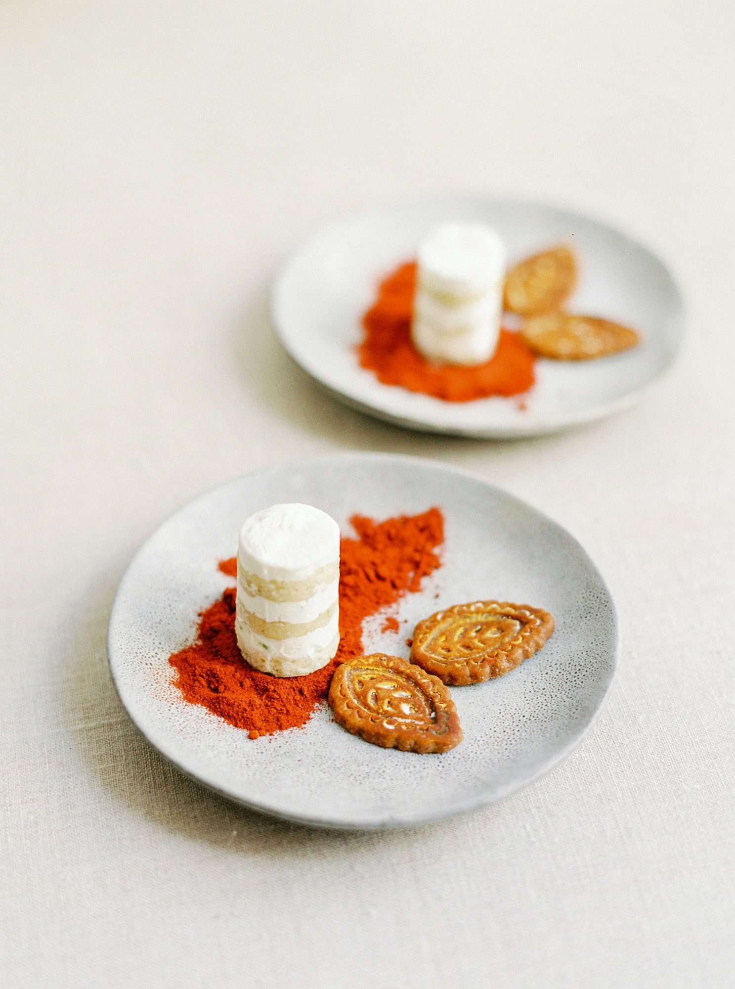 wedding dessert chocolate mouse with leaf cookies