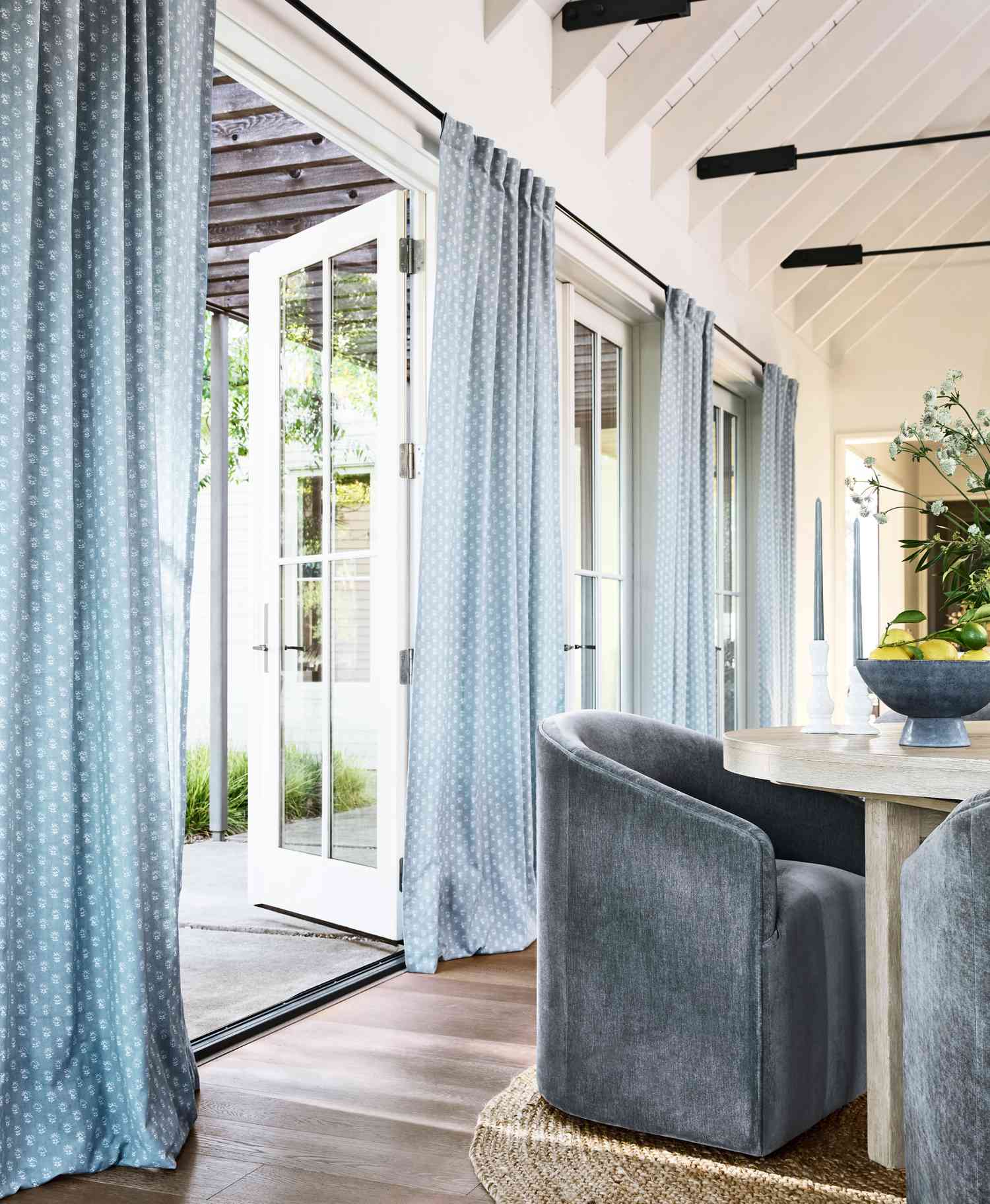 kravet blue curtains