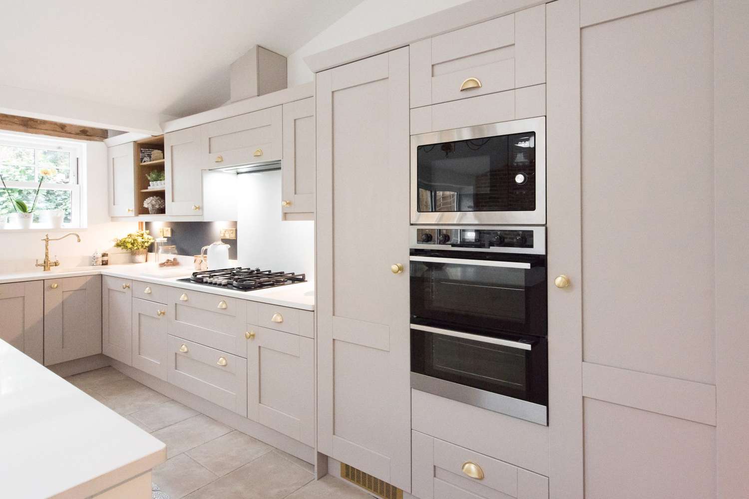 steam oven in modern taupe kitchen
