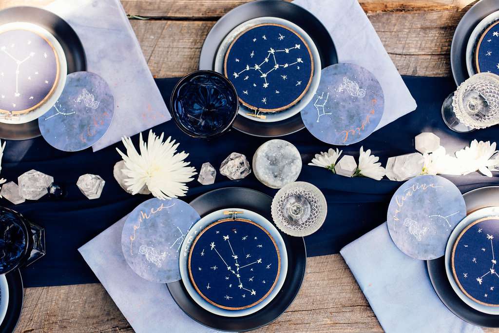 Blue Celestial Wedding Place Setting