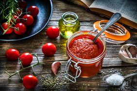 homemade tomato sauce in a glass jar