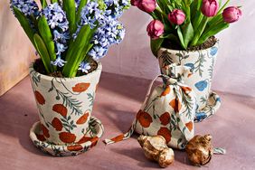 flower print linen pots and bag