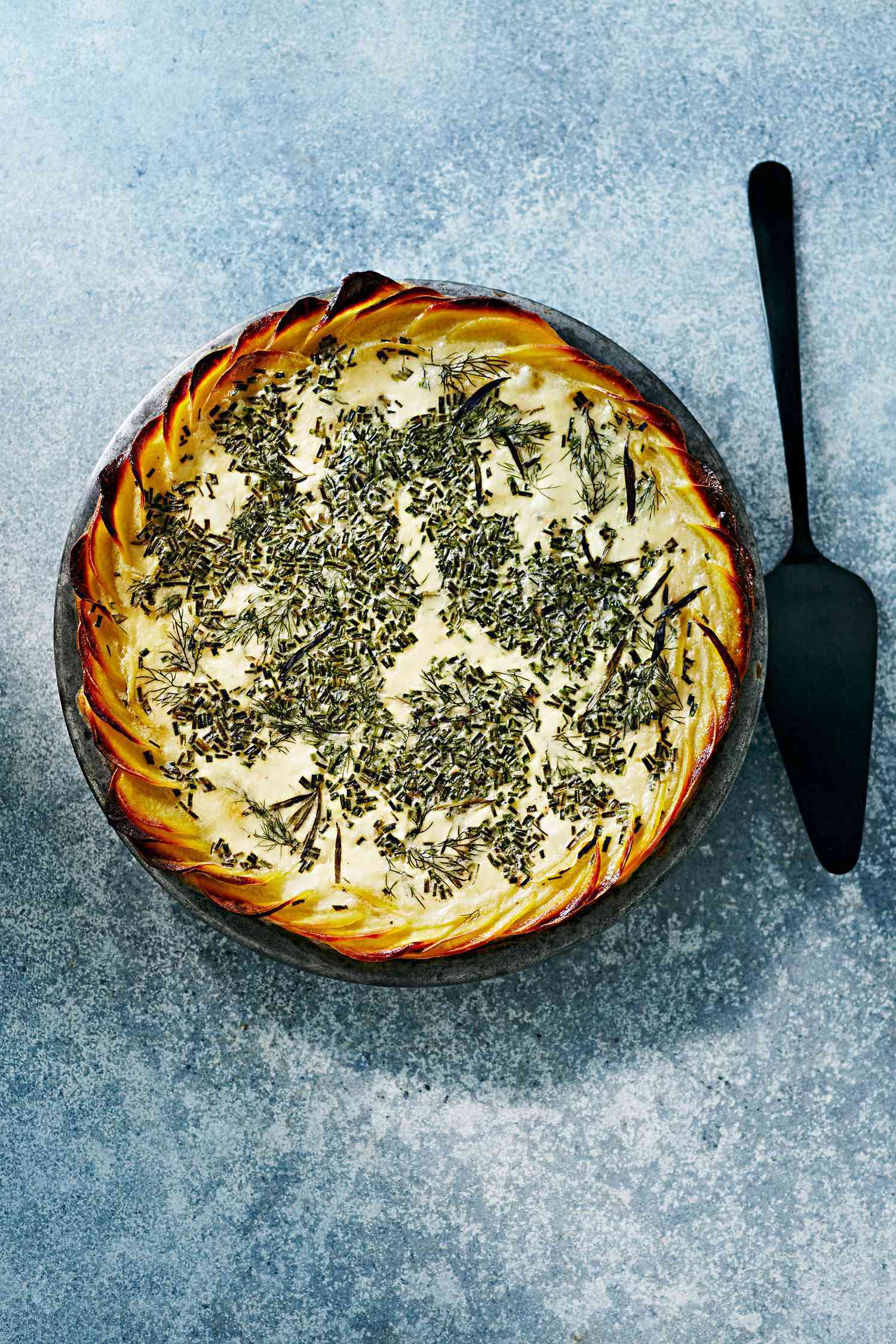 potato-crusted herb quiche