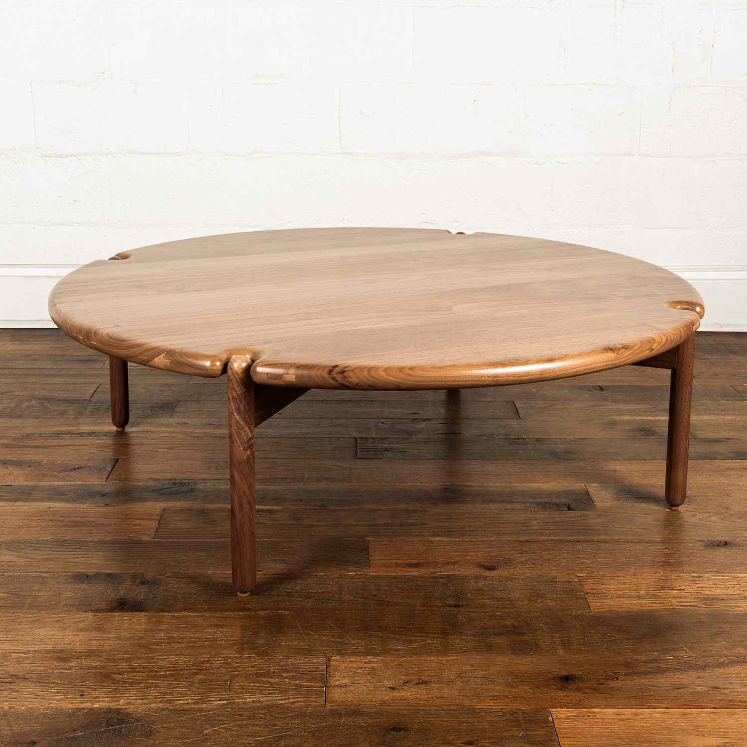 A wood coffee table