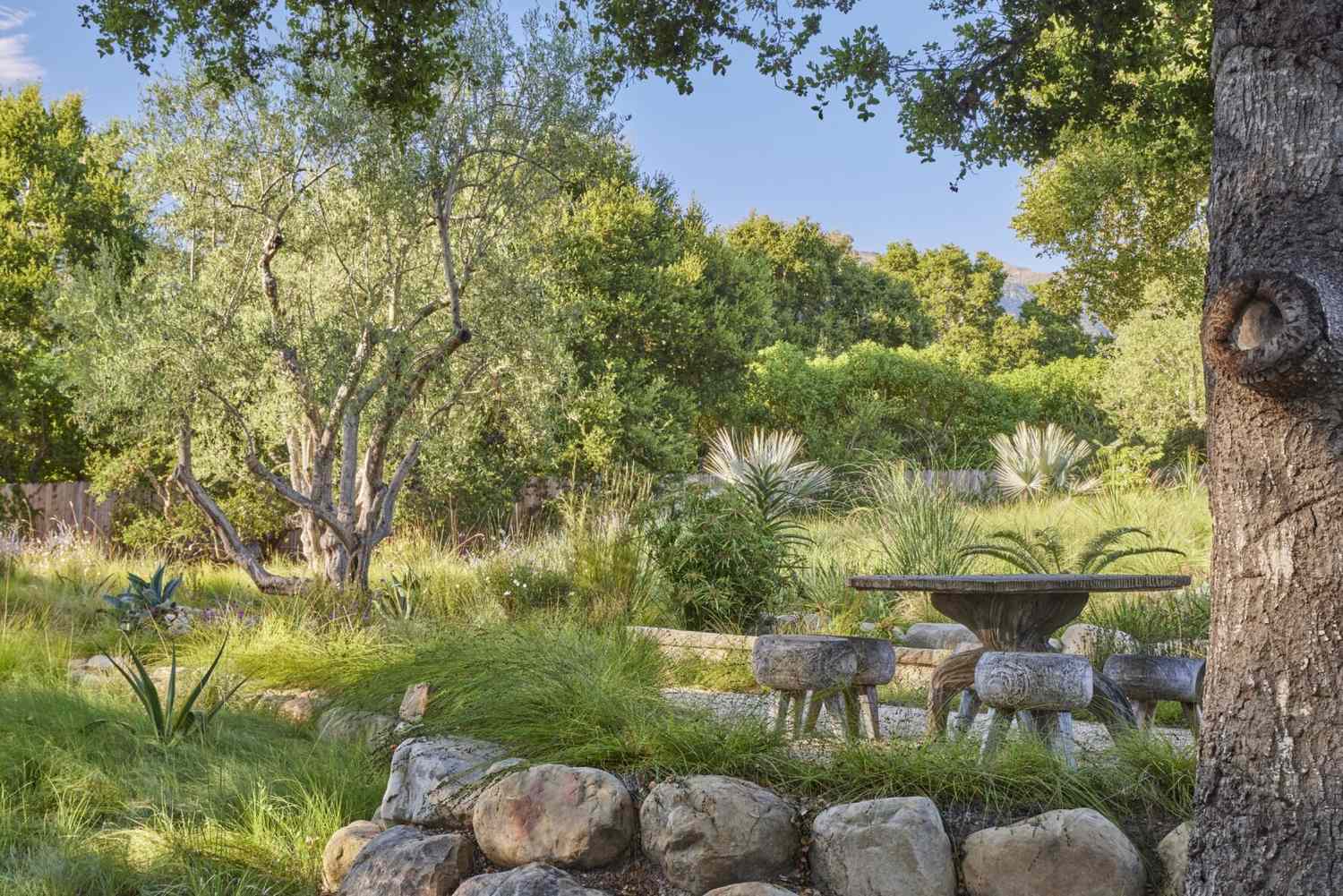 Boulders used for retaining wall