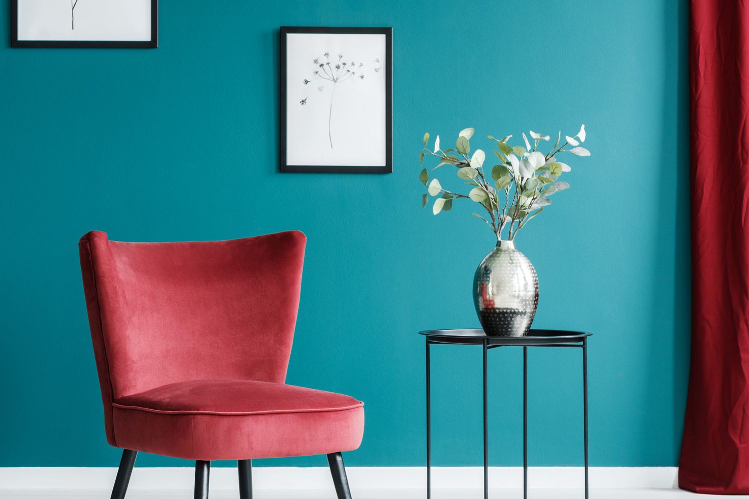 deep blue painted wall in home office