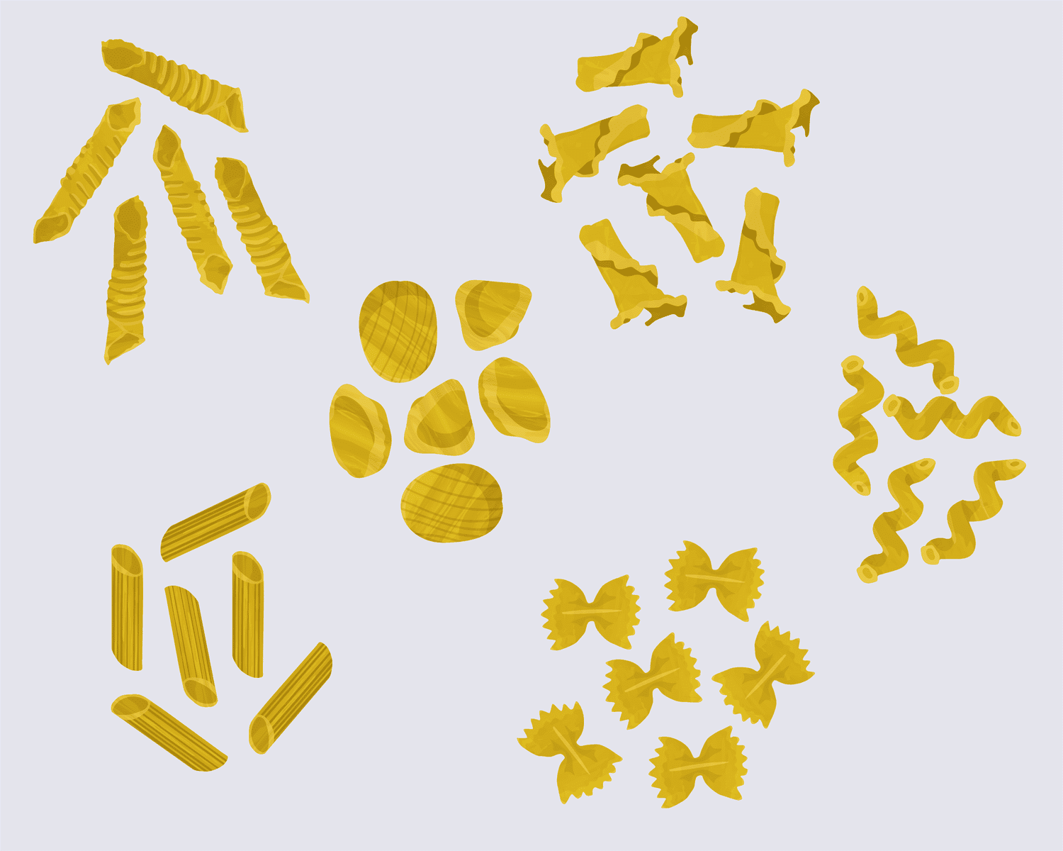 Illustration of pasta shapes