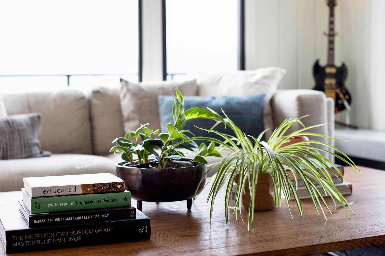 coffee table with plants and texture
