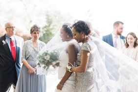 wedding processional bride mother walking together