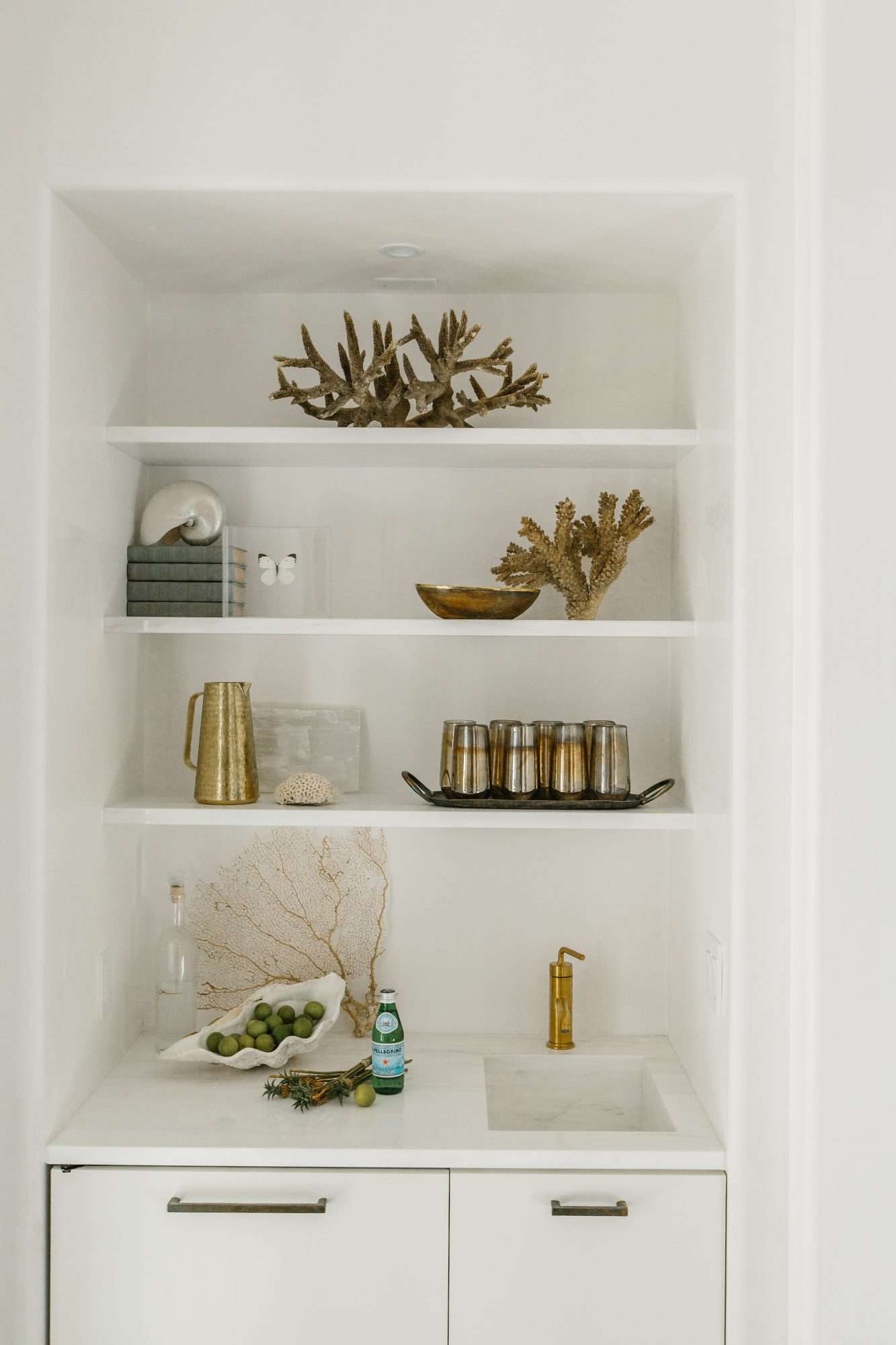 white shelf built in home bar