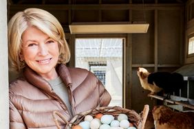 Martha holding basket of eggs