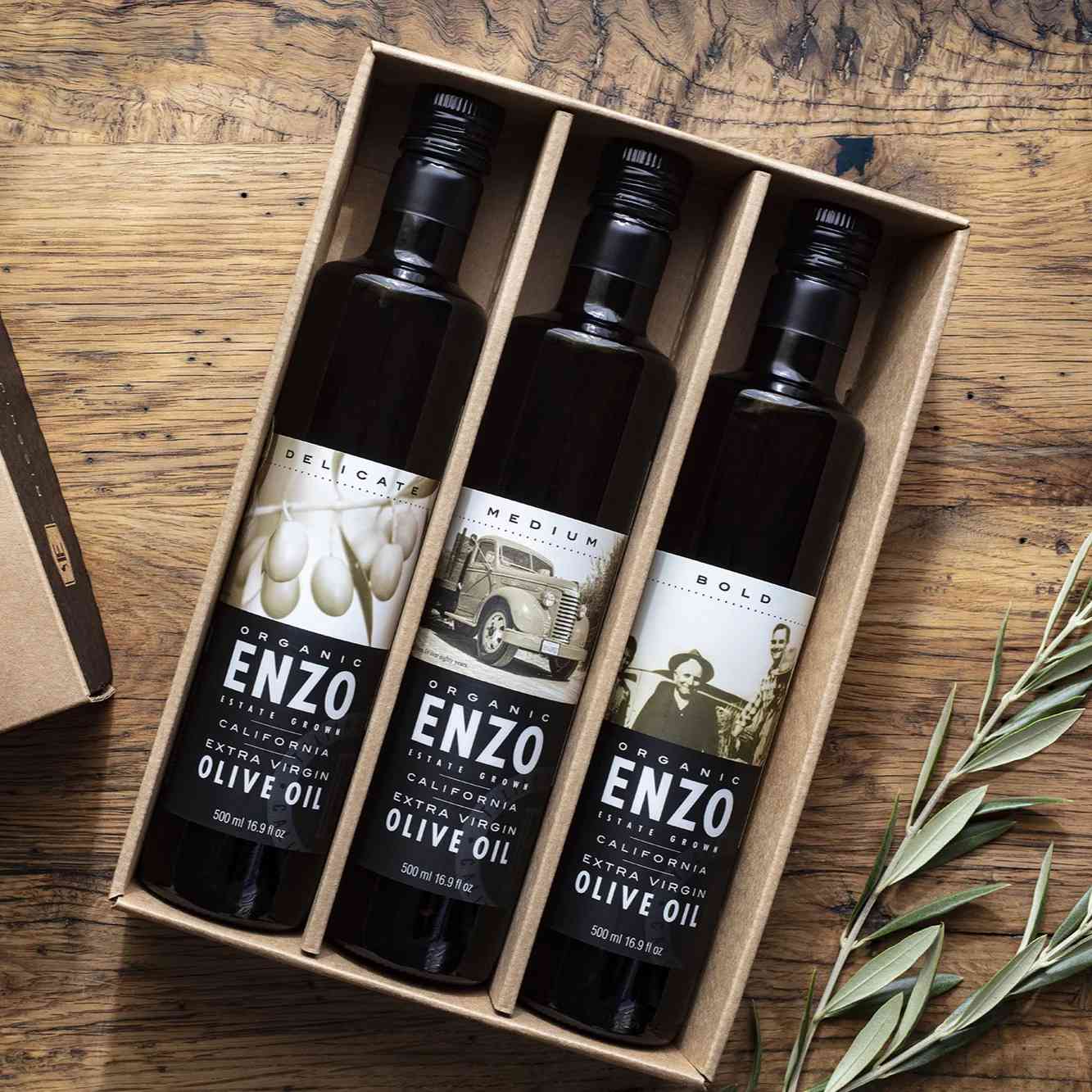 ENZO olive oil set of three. 