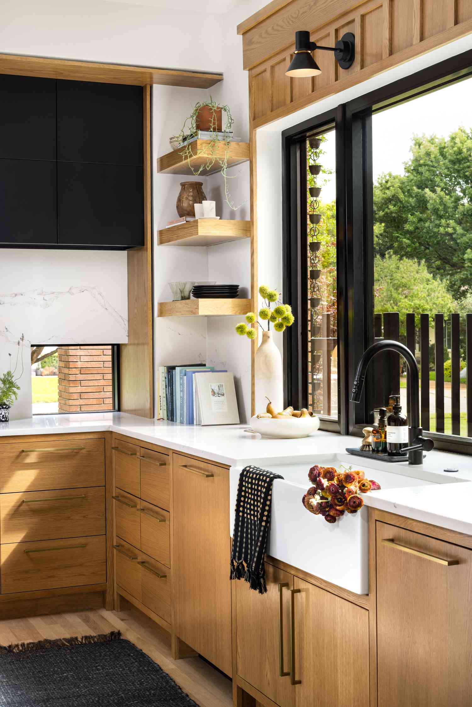 Wood kitchen shelves