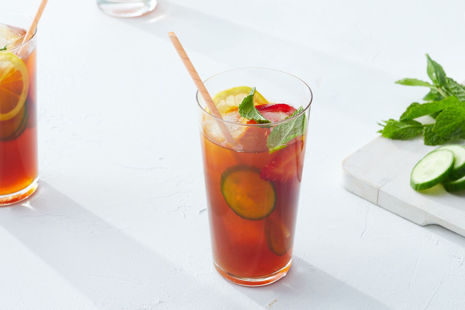 Cucumber mint pimms cocktail