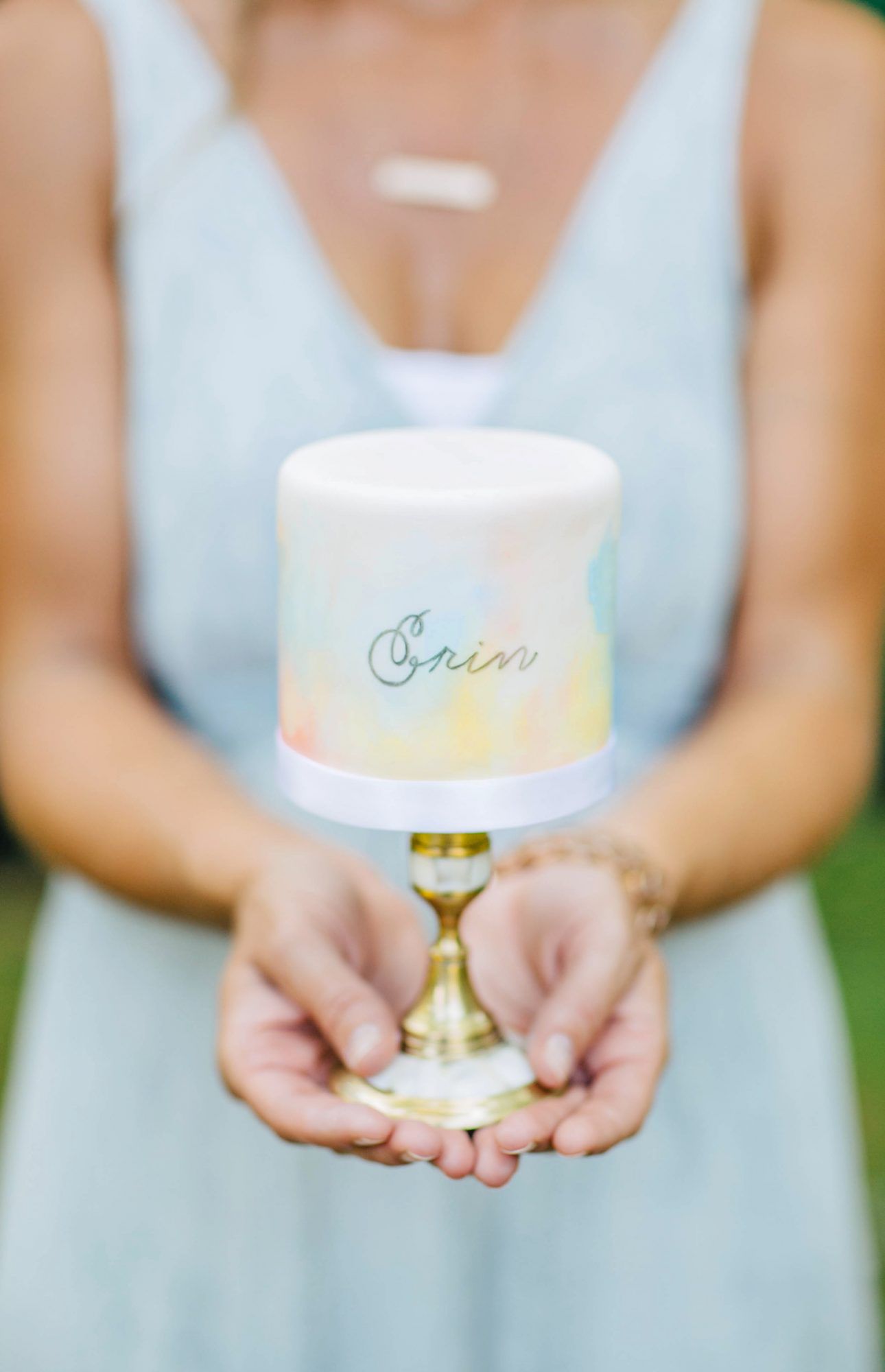 small pastel watercolor cake