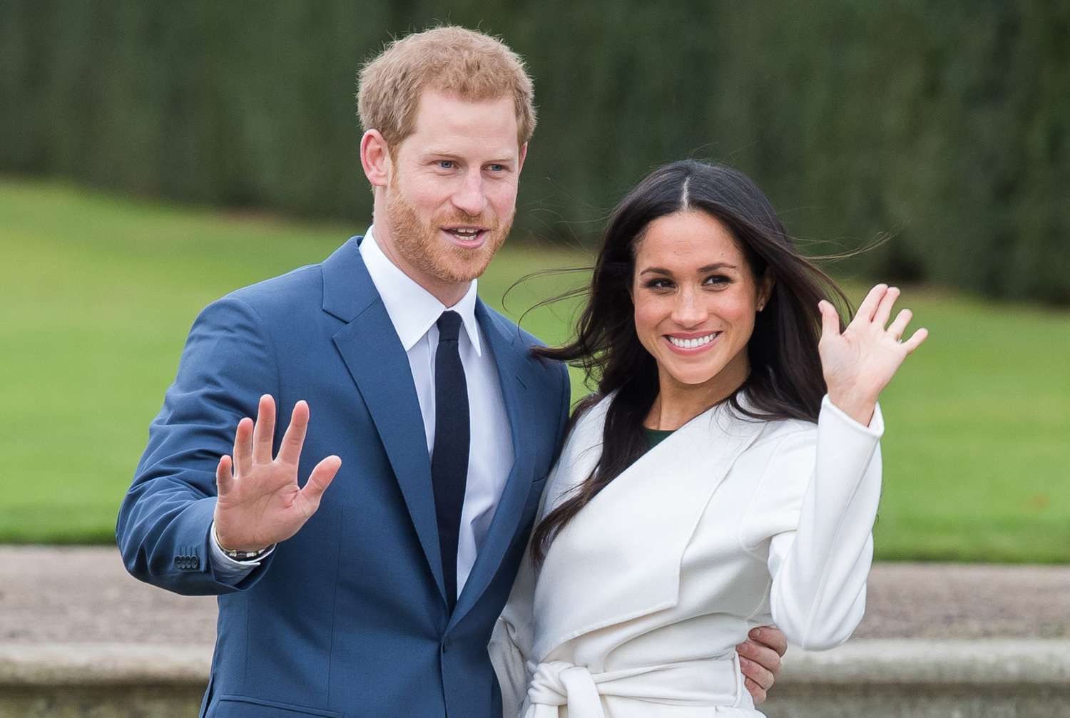 Prince Harry Meghan Markle Engagement Photos Waving Smiling