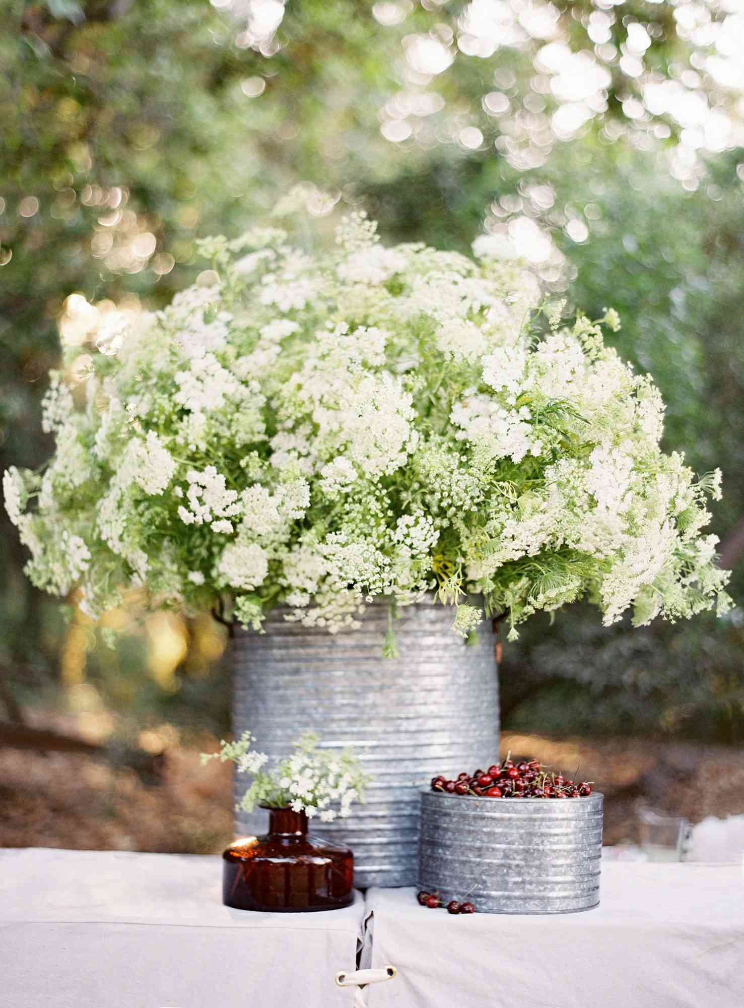 rustic centerpiece metal vessel