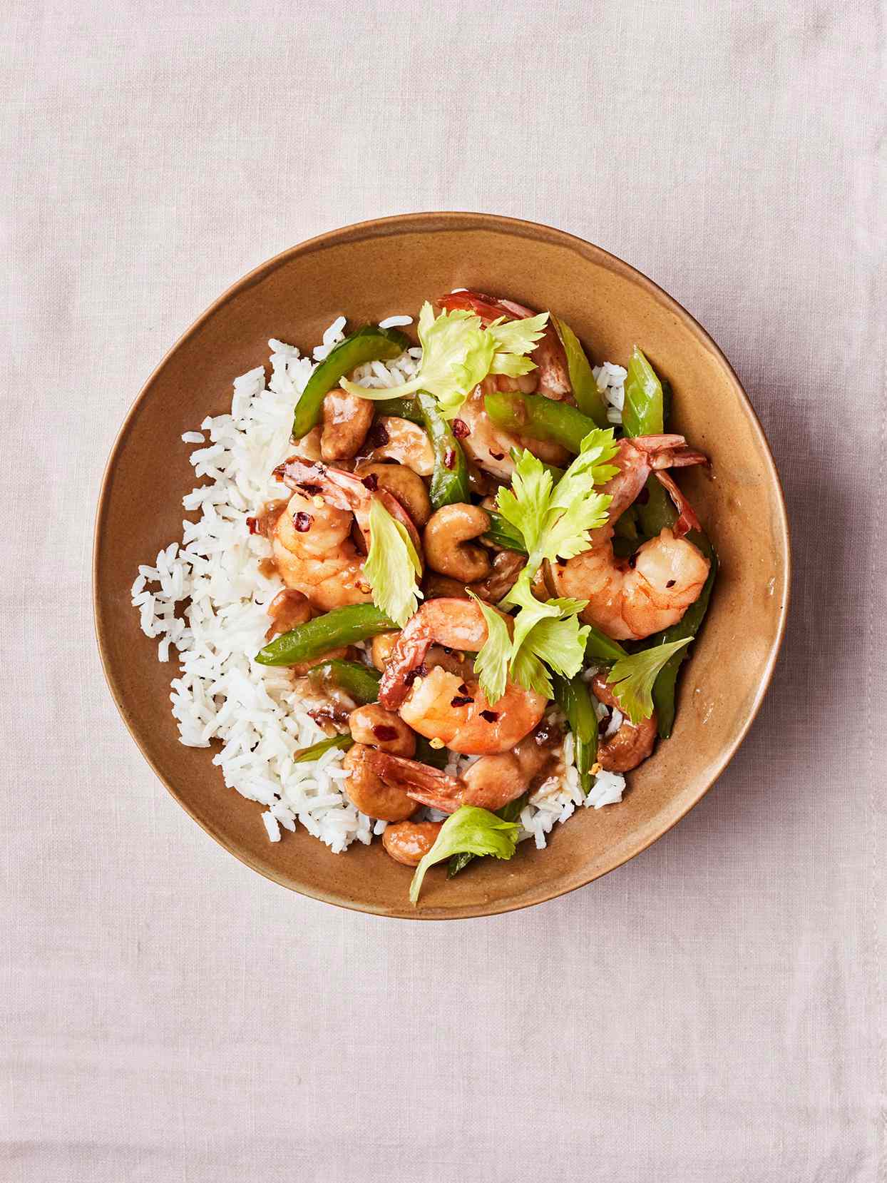 spicy cashew shrimp with rice