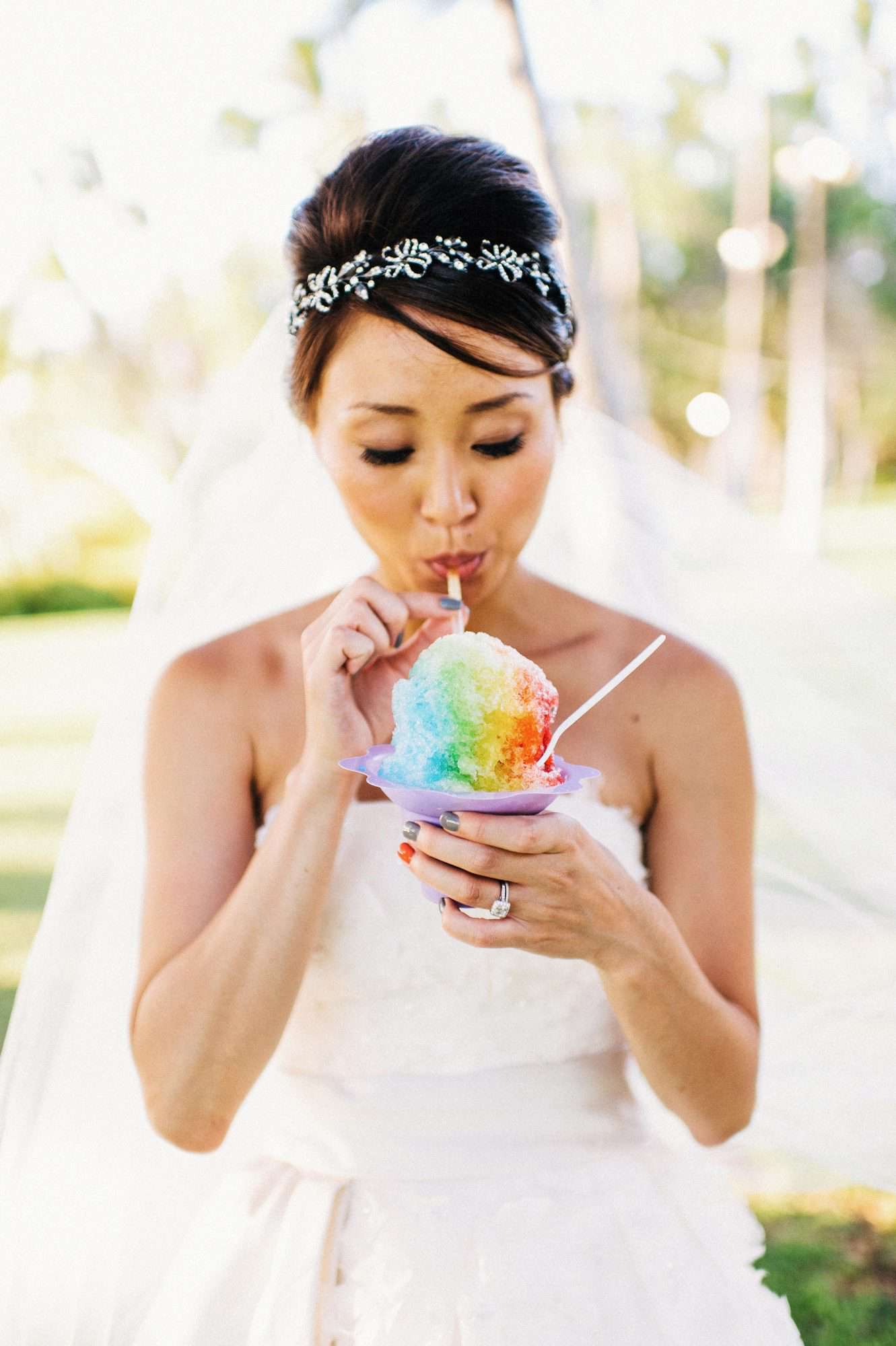 bride with snow cone
