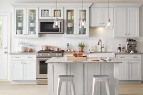 white modern kitchen with island