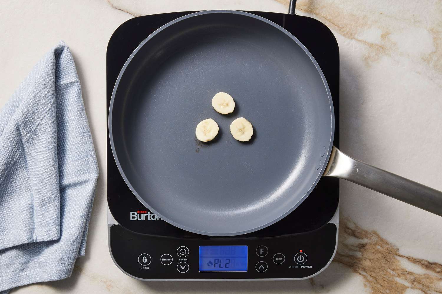 Banana slices on skillet