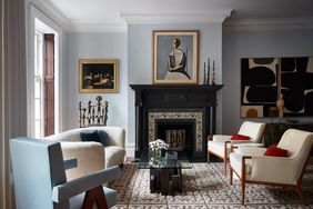 gray walls with white seating