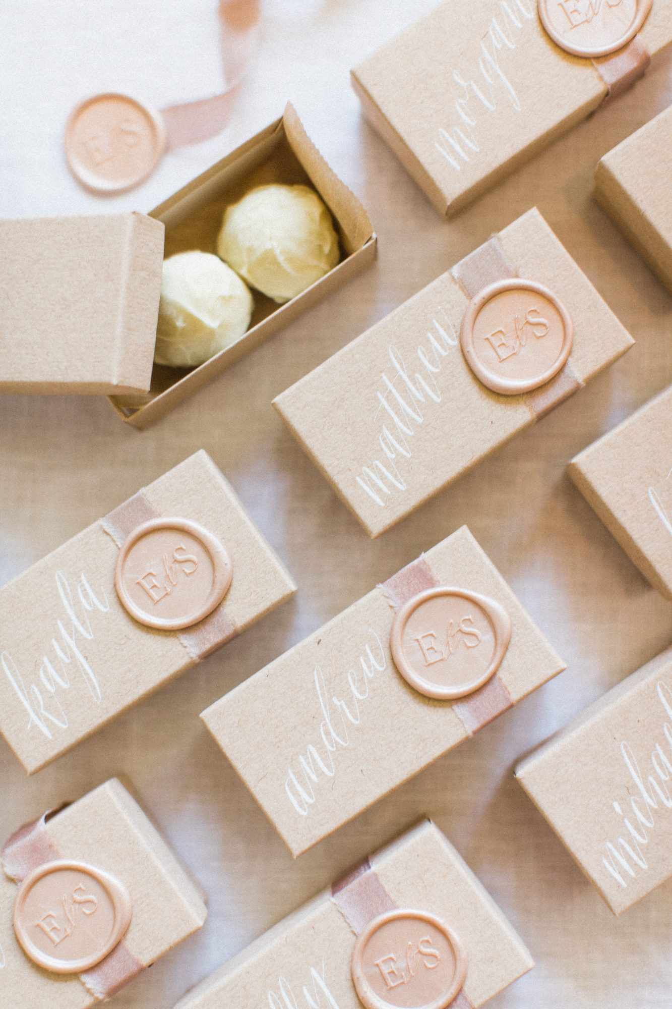 wedding place chocolate box wax stamp