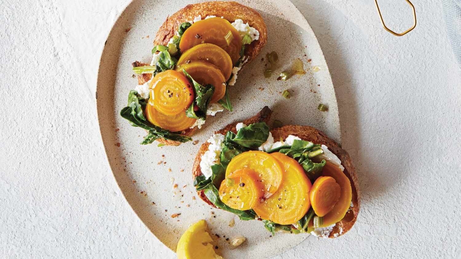 golden beets on toast