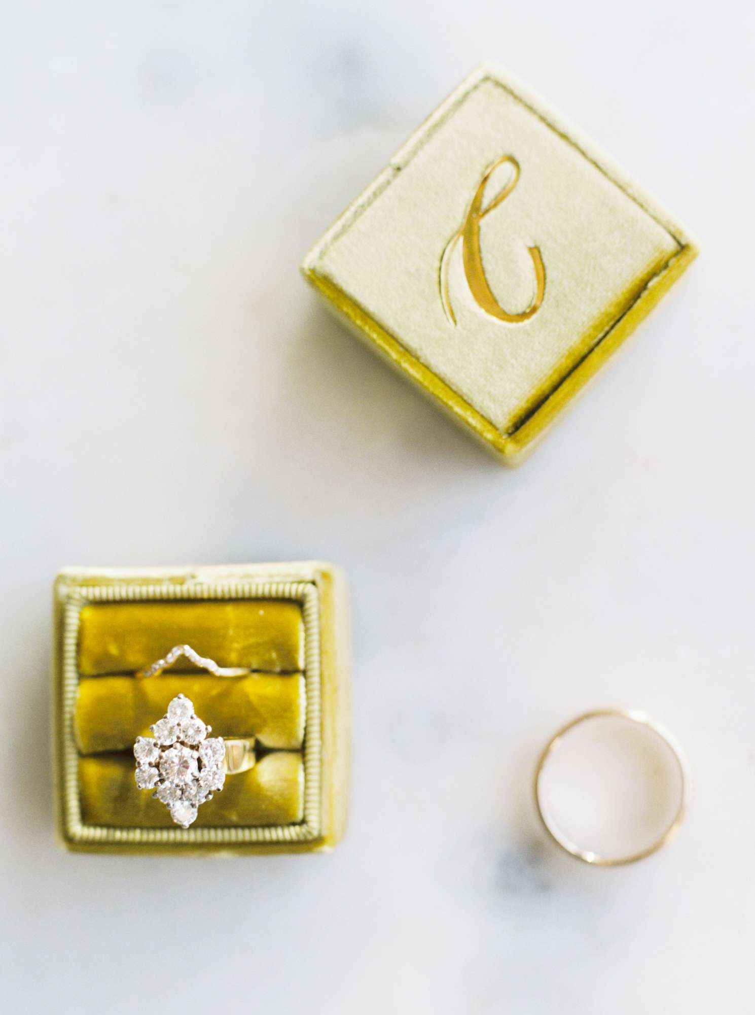 antique wedding ring in velvet box