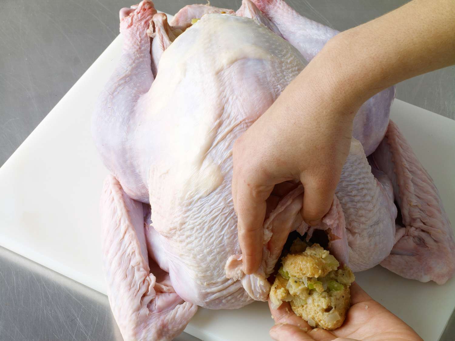 turkey prep stuffing front cavity