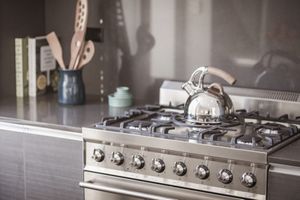 tea kettle on shiny stove