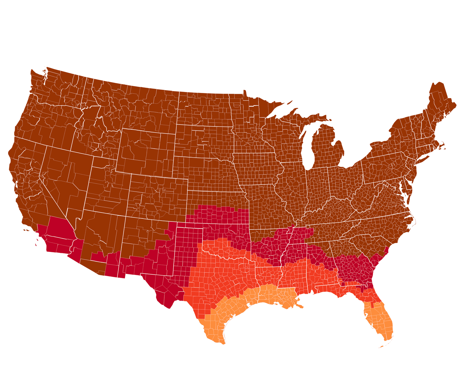 map of United States fall foliage peaks