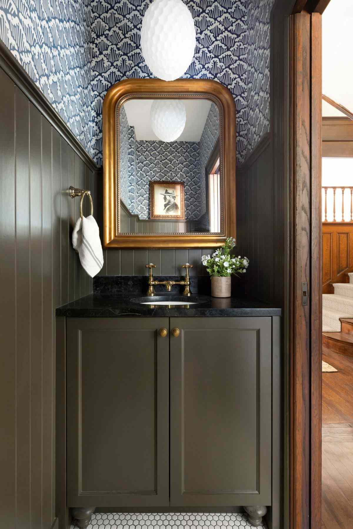 contrasting tones jewel box bathroom