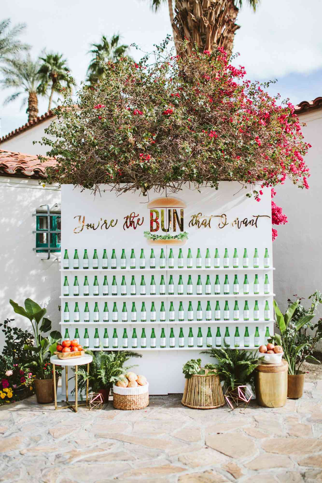 bottle escort card wall