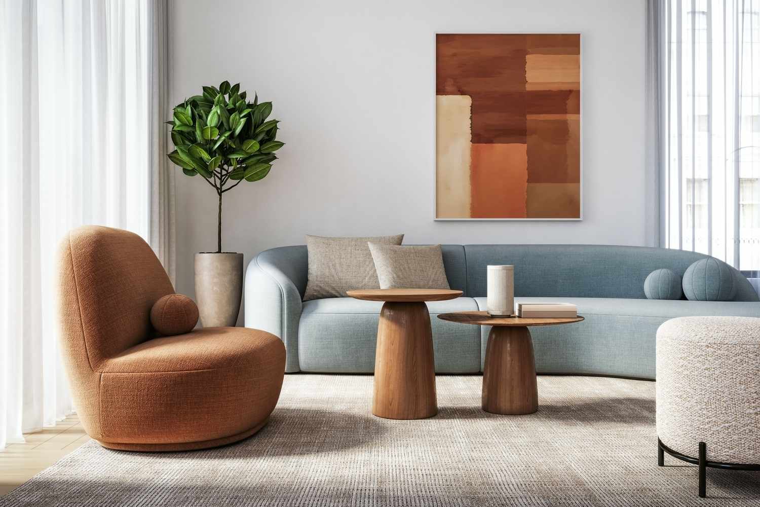 Curved furniture, abstract