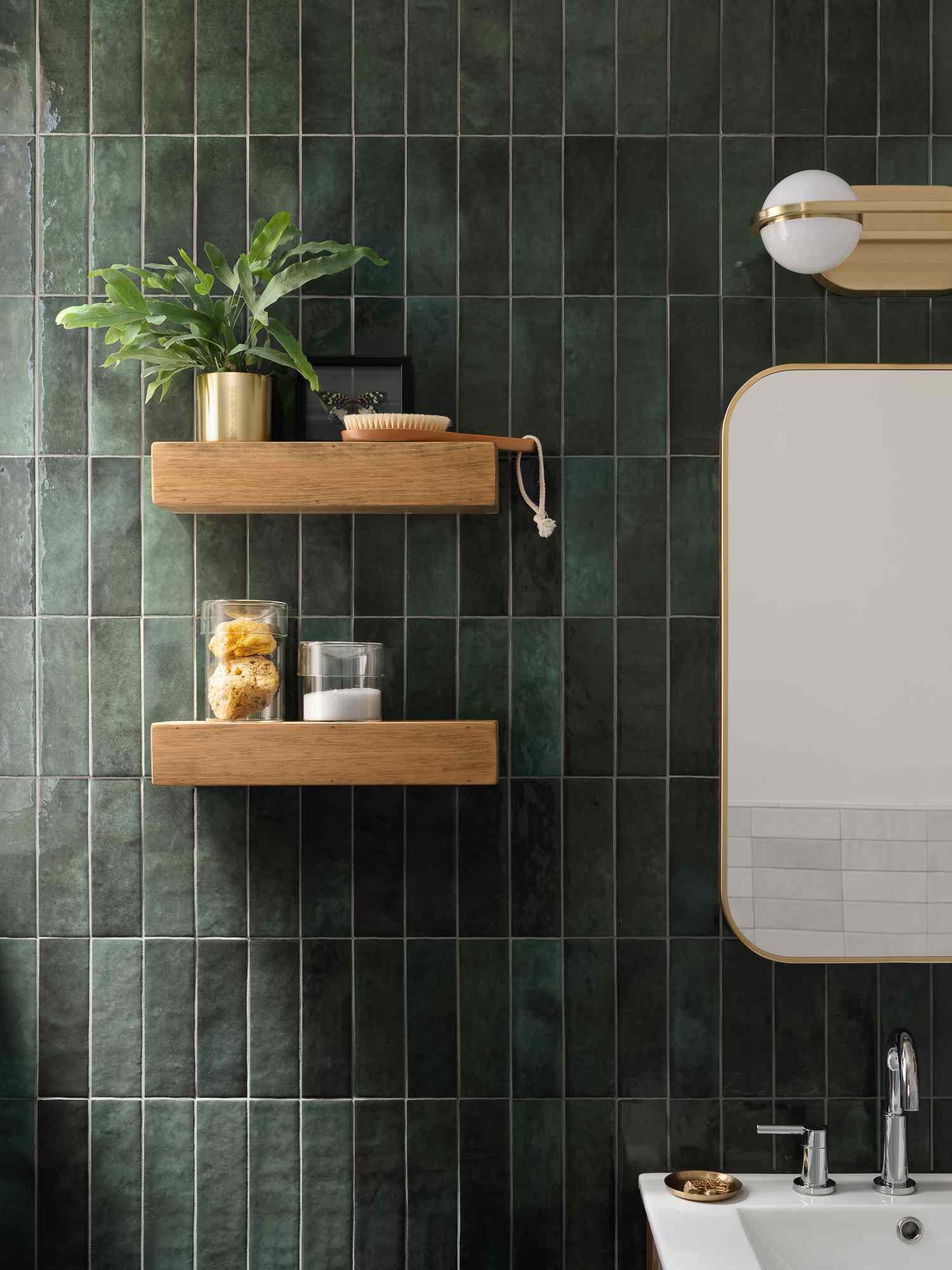 Bathroom with floating shelves
