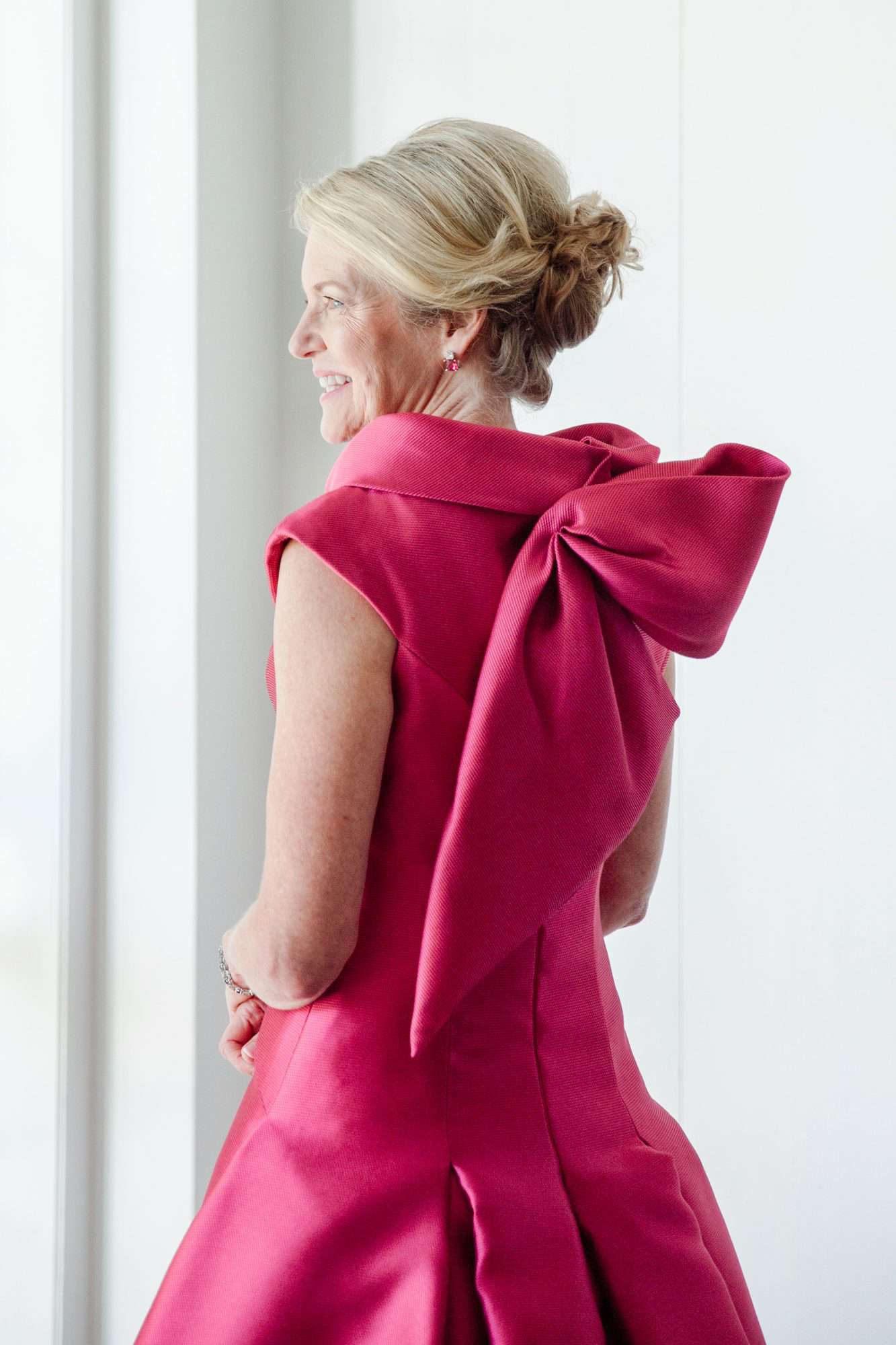 Mother of the Bride Dress with Pink Bow at Back