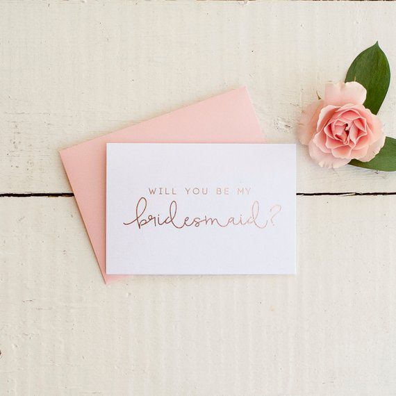 be my bridesmaid rose gold card
