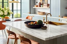 orange and blue complimentary color kitchen