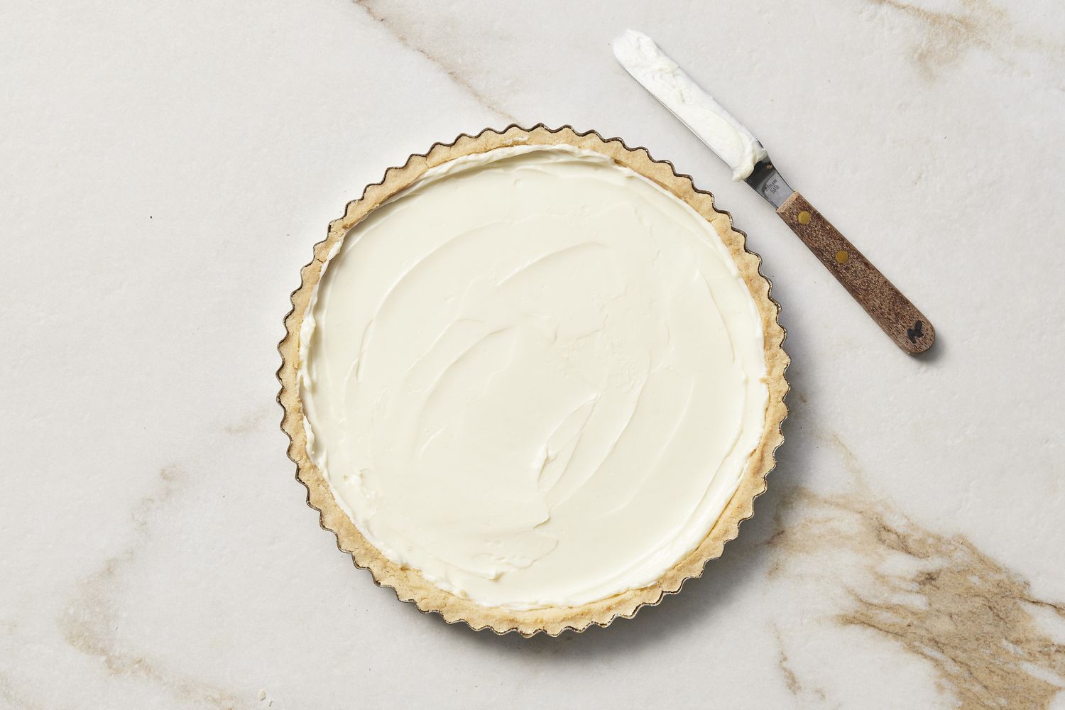 Pie filling in tart pan